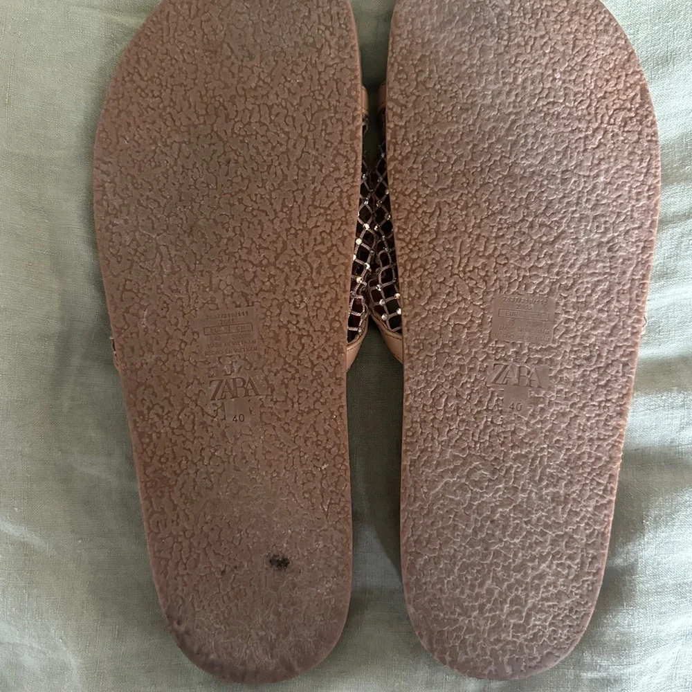 Zara Women's Brown Mesh Slide Sandals - Picture 2 of 3